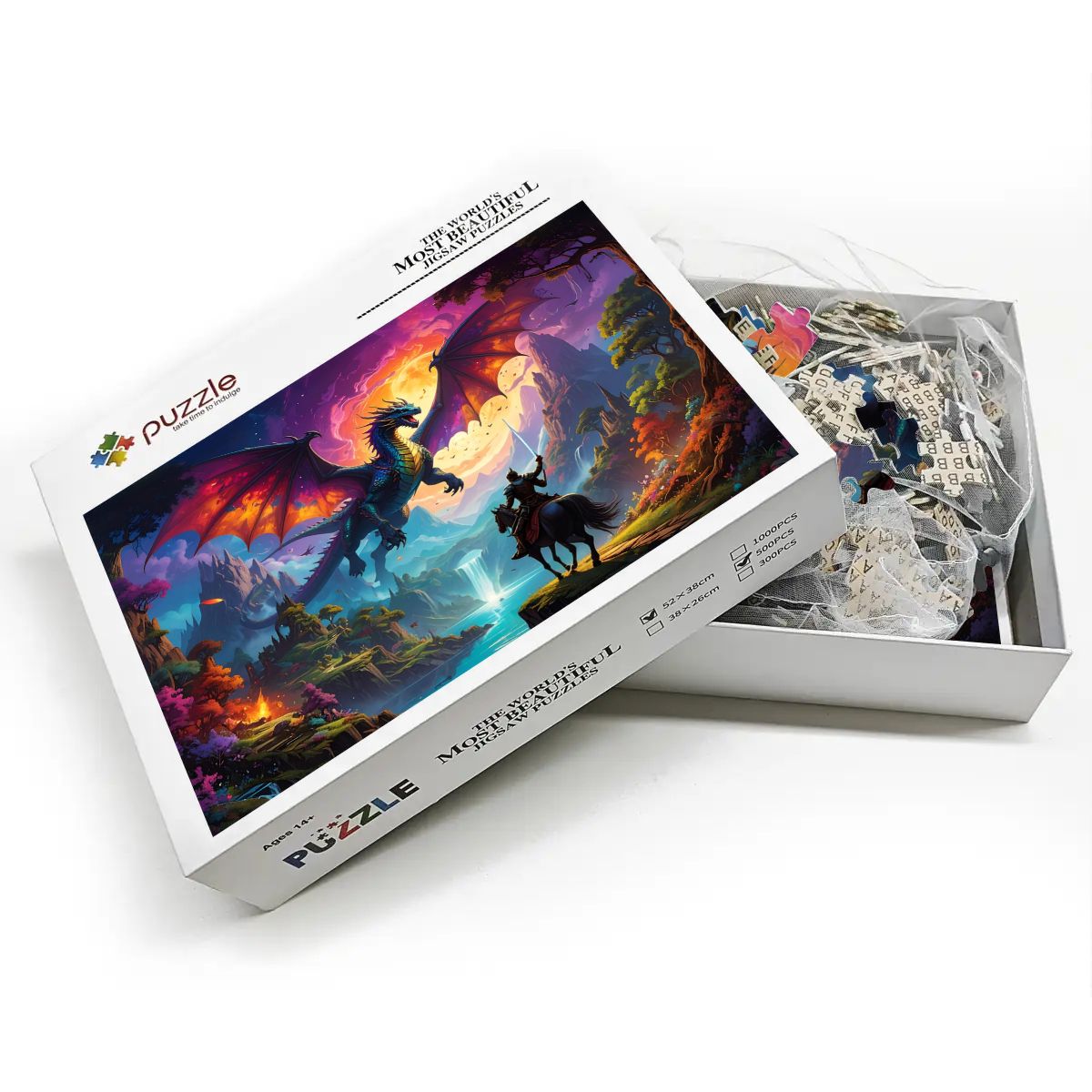 Epic Dragon & Knight 500-Piece Jigsaw Puzzle | Basswood Family & Kids Game