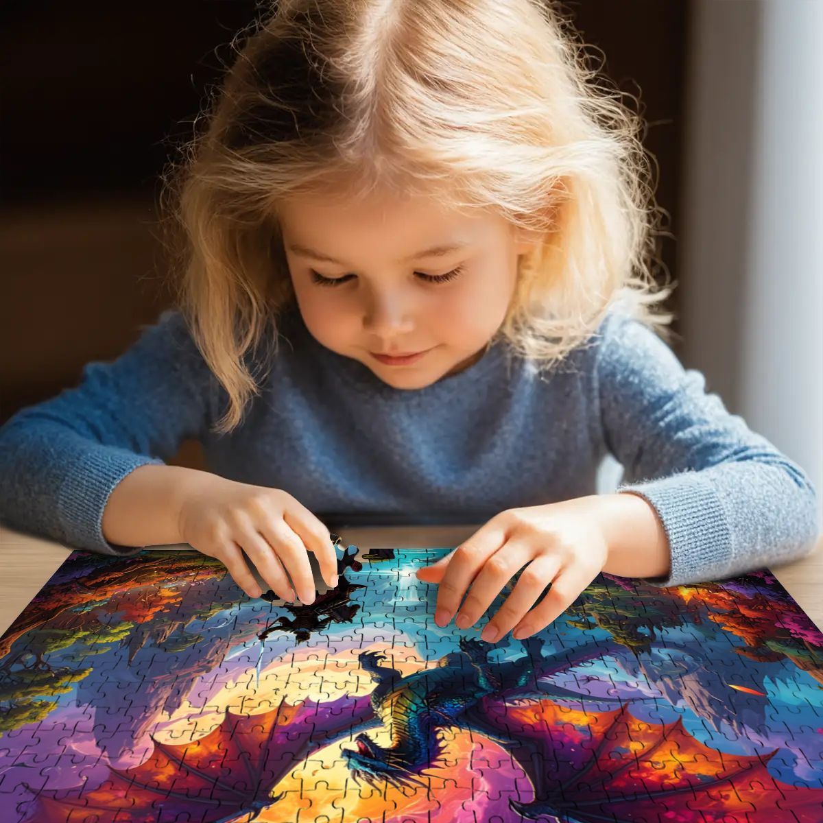 Epic Dragon & Knight 500-Piece Jigsaw Puzzle | Basswood Family & Kids Game