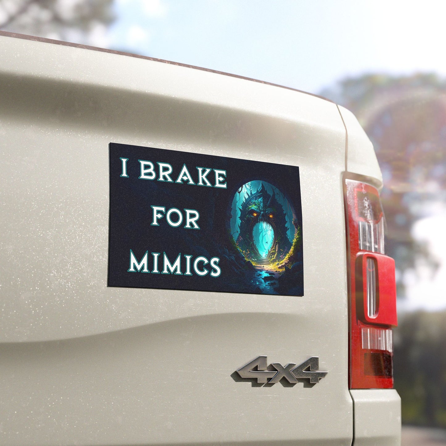 I Brake for Mimics Car Magnet – Funny Fantasy Gift for DnD & RPG Fans