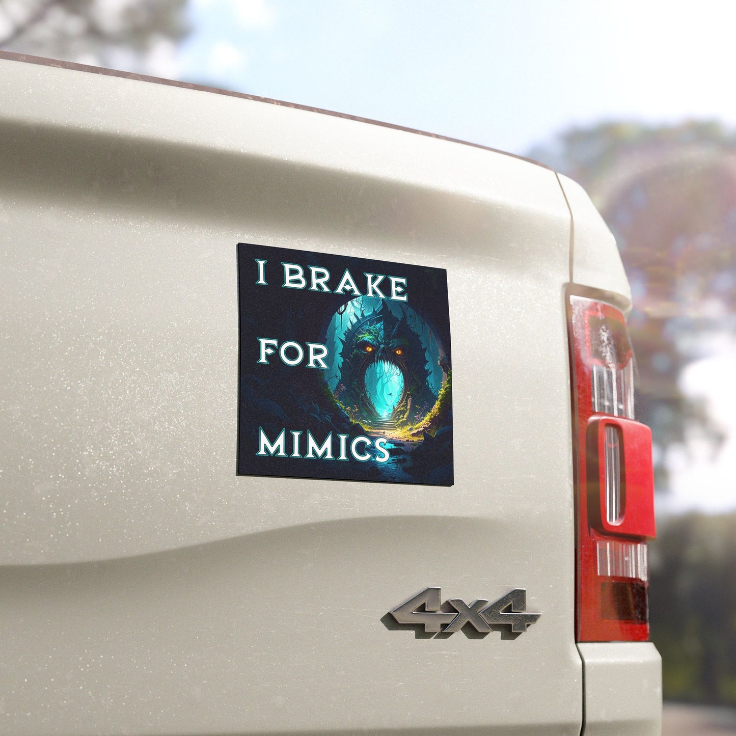 I Brake for Mimics Car Magnet – Funny Fantasy Gift for DnD & RPG Fans