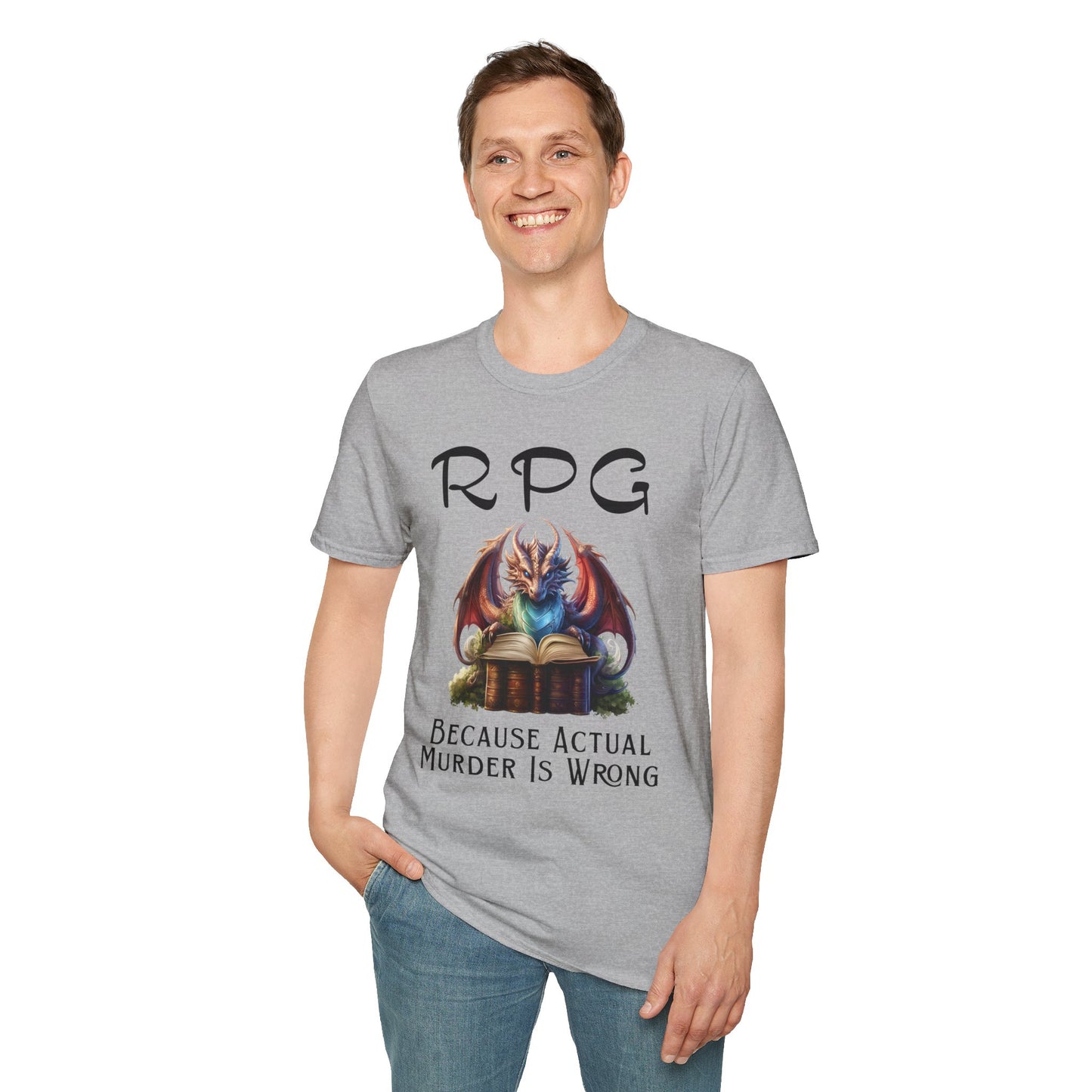 Funny RPG T-Shirt – “Because Actual Murder Is Wrong” Fantasy Dragon Tee