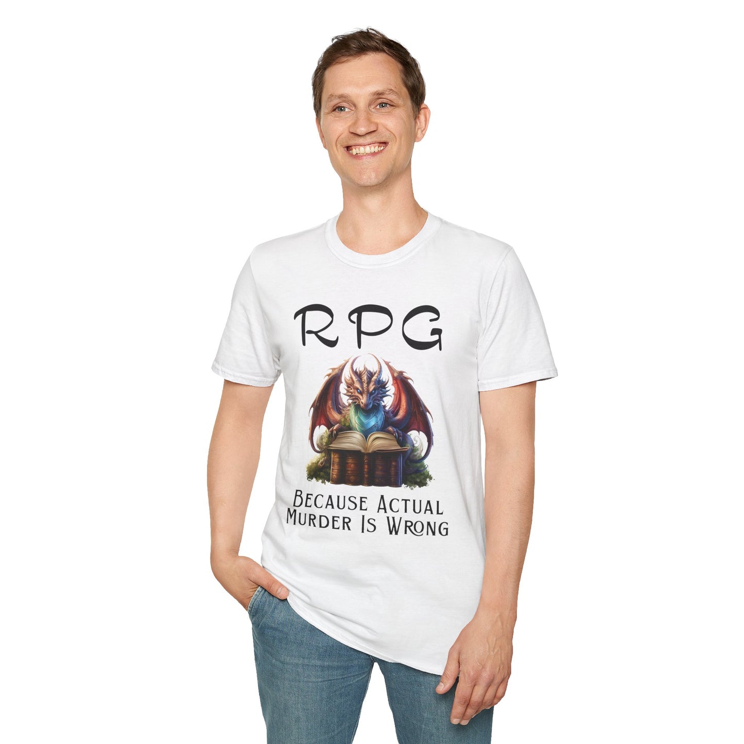 Funny RPG T-Shirt – “Because Actual Murder Is Wrong” Fantasy Dragon Tee