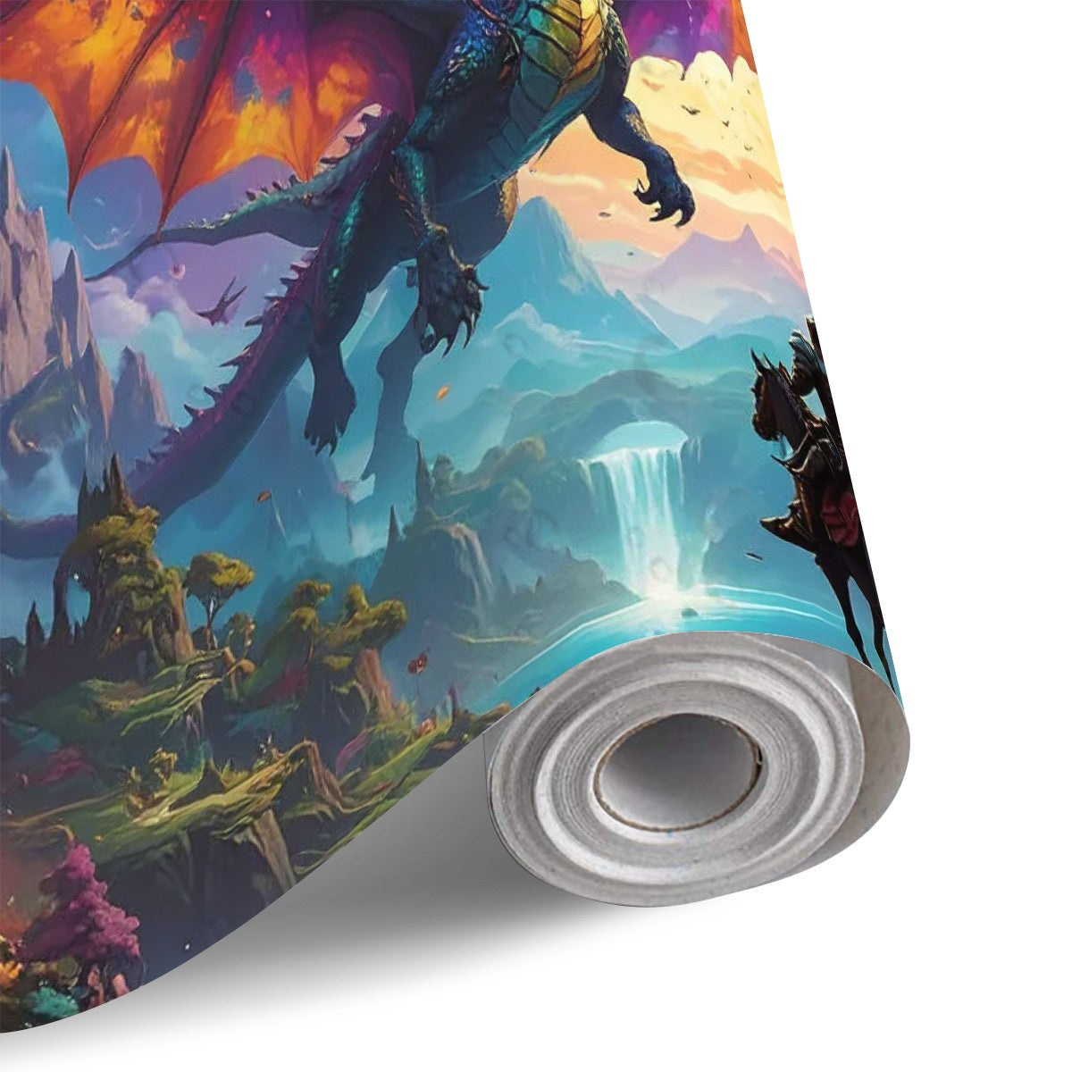 Epic Dragon & Knight Peel-and-Stick Wallpaper | Removable PVC Wall Mural