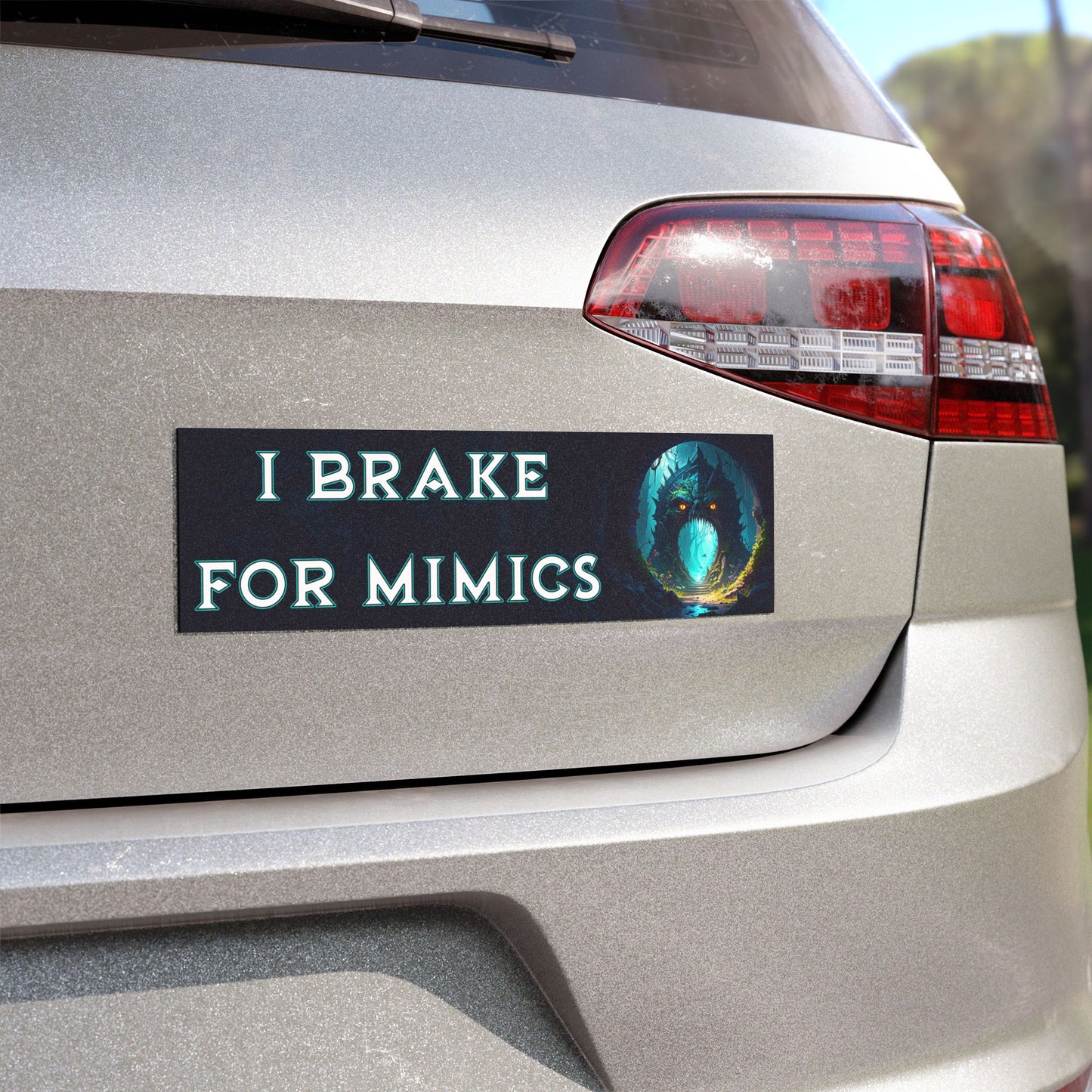 I Brake for Mimics Car Magnet – Funny Fantasy Gift for DnD & RPG Fans
