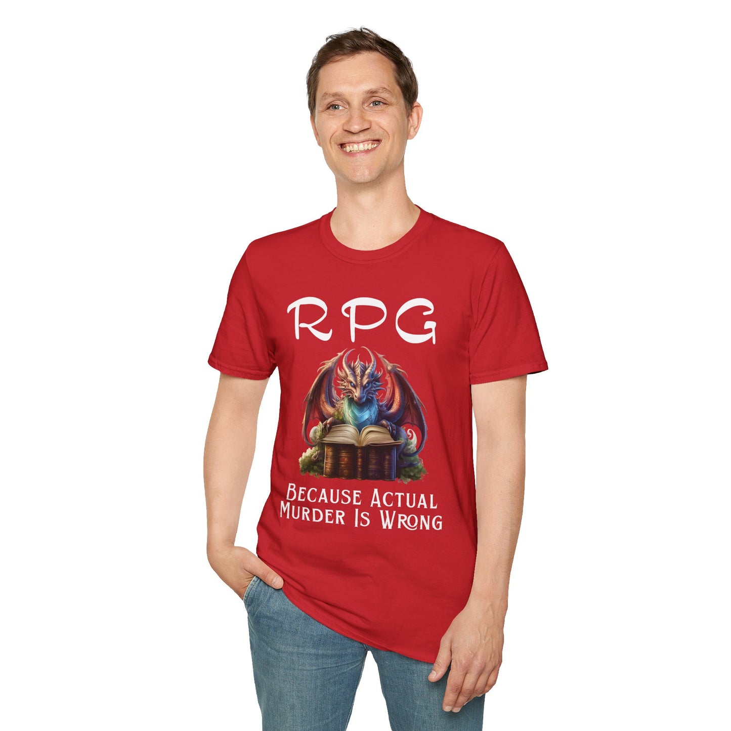 Funny RPG T-Shirt – “Because Actual Murder Is Wrong” Fantasy Dragon Tee
