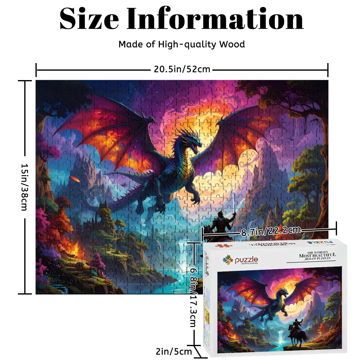 Epic Dragon & Knight 500-Piece Jigsaw Puzzle | Basswood Family & Kids Game