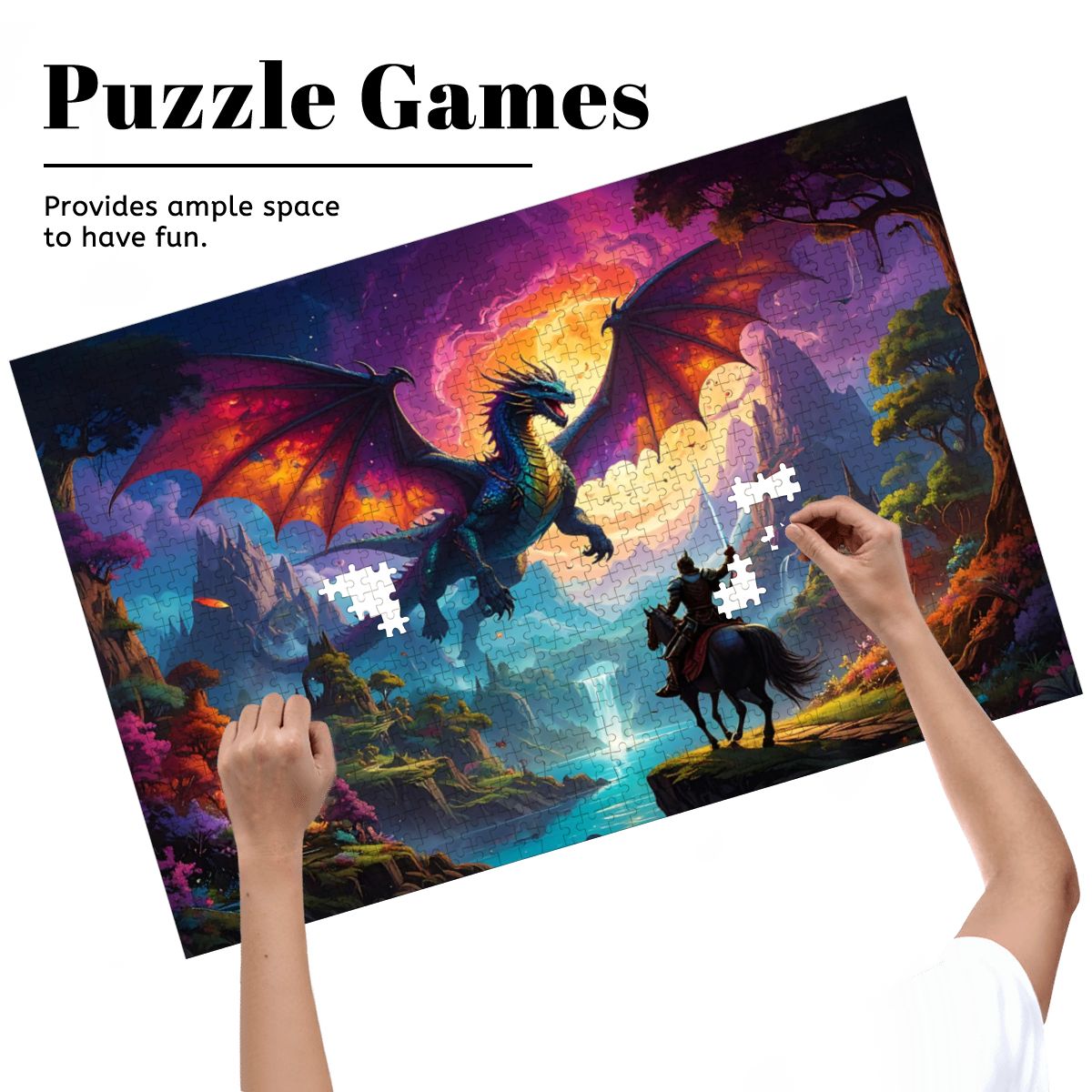 Epic Dragon & Knight 1000-Piece Jigsaw Puzzle | Oak Wood Advanced Puzzle