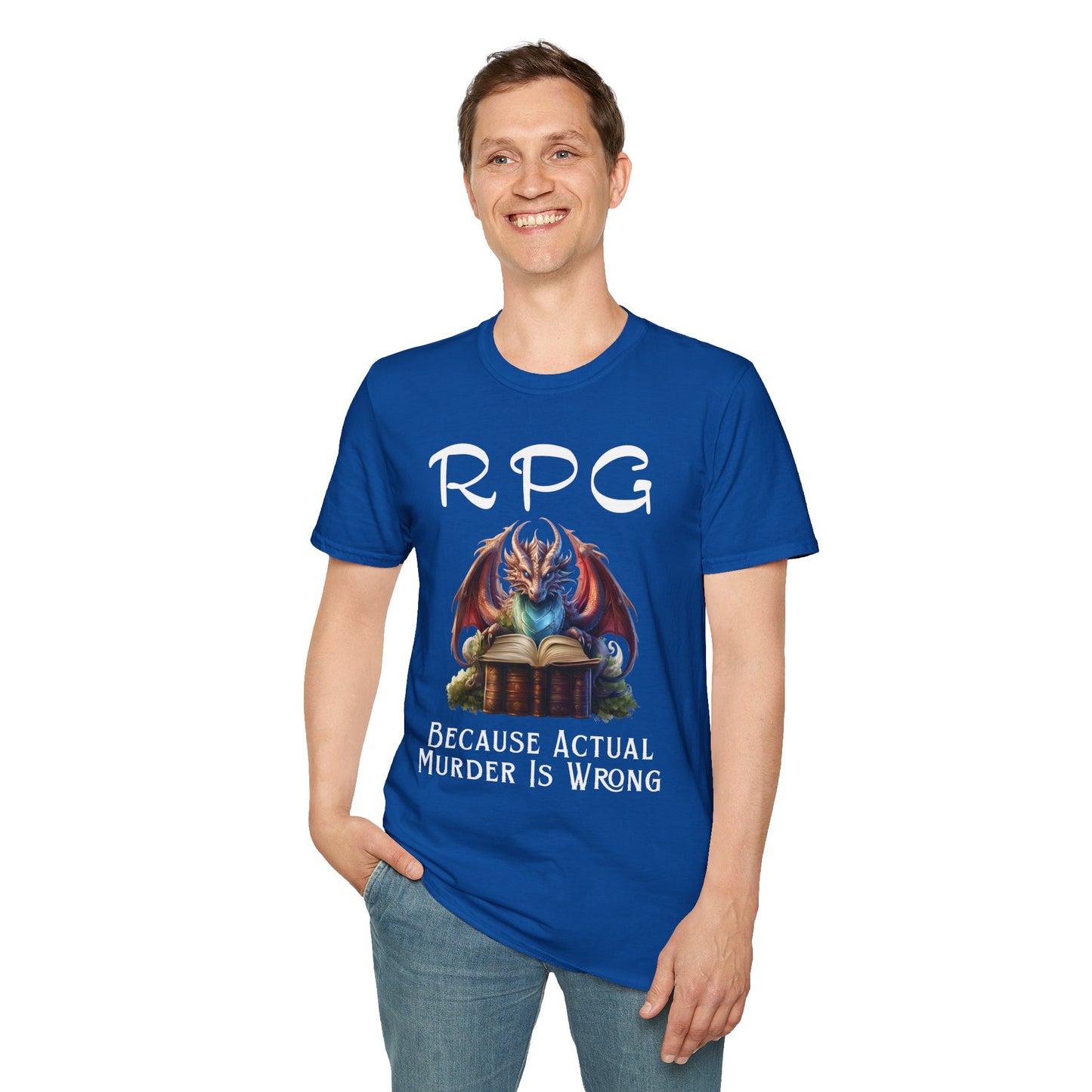 Funny RPG T-Shirt – “Because Actual Murder Is Wrong” Fantasy Dragon Tee