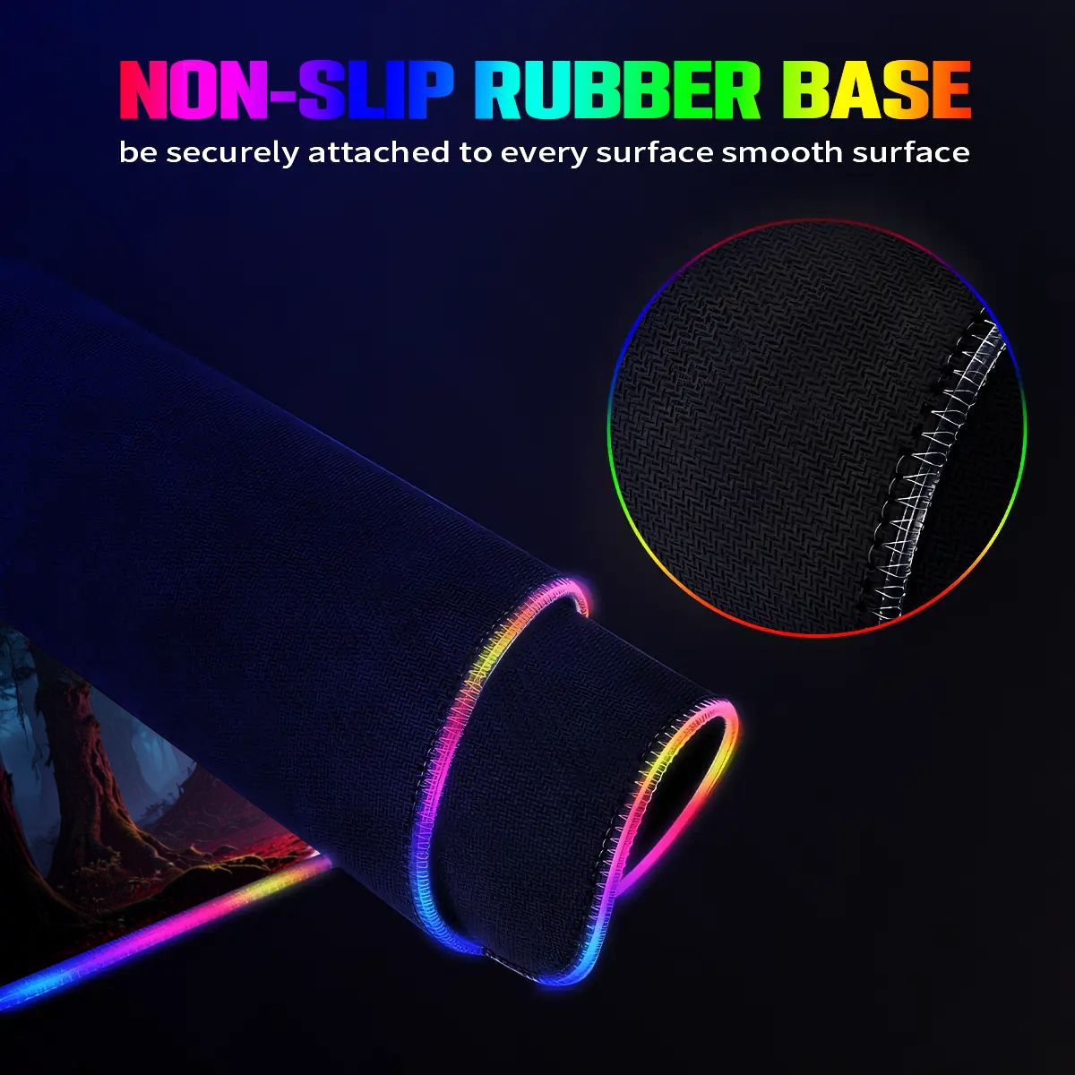 Non-slip rubber base of large wizard mouse pad