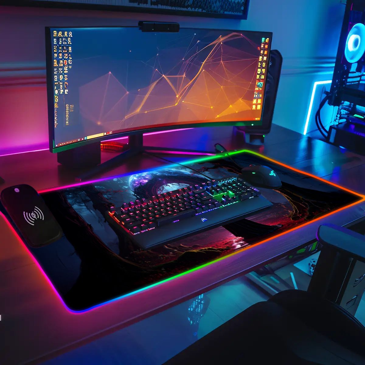 Extra Large fantasy desk accessory with keyboard and mouse