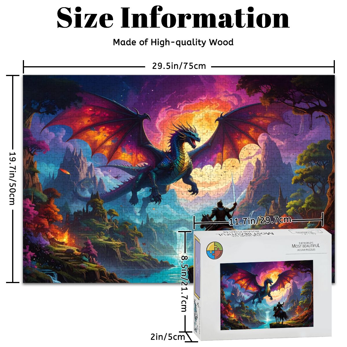 Epic Dragon & Knight 1000-Piece Jigsaw Puzzle | Oak Wood Advanced Puzzle