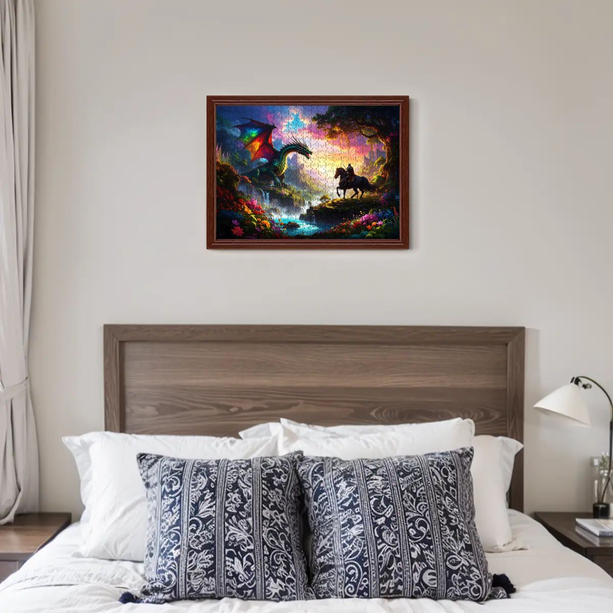 Finished puzzle displayed on wall