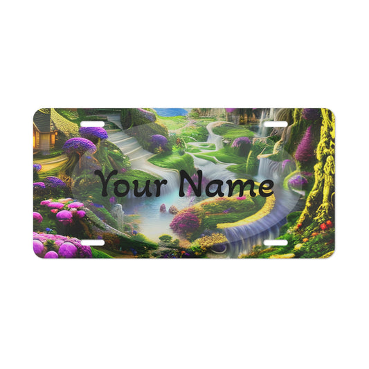 Fantasy landscape license plate with customizable text