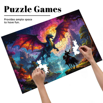 Epic Dragon & Knight 500-Piece Jigsaw Puzzle | Basswood Family & Kids Game