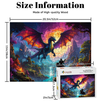 Epic Dragon & Knight 500-Piece Jigsaw Puzzle | Basswood Family & Kids Game