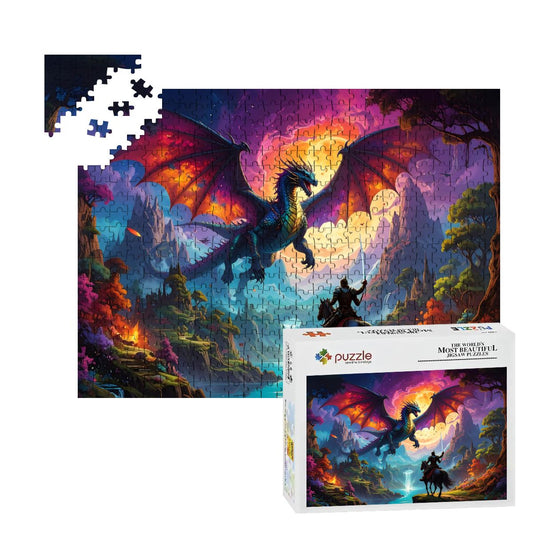 Epic Dragon & Knight 500-Piece Jigsaw Puzzle | Basswood Family & Kids Game