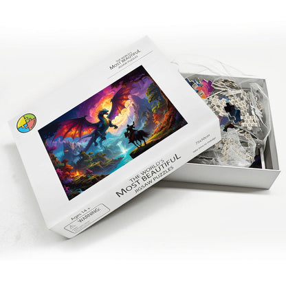 Epic Dragon & Knight 1000-Piece Jigsaw Puzzle | Oak Wood Advanced Puzzle